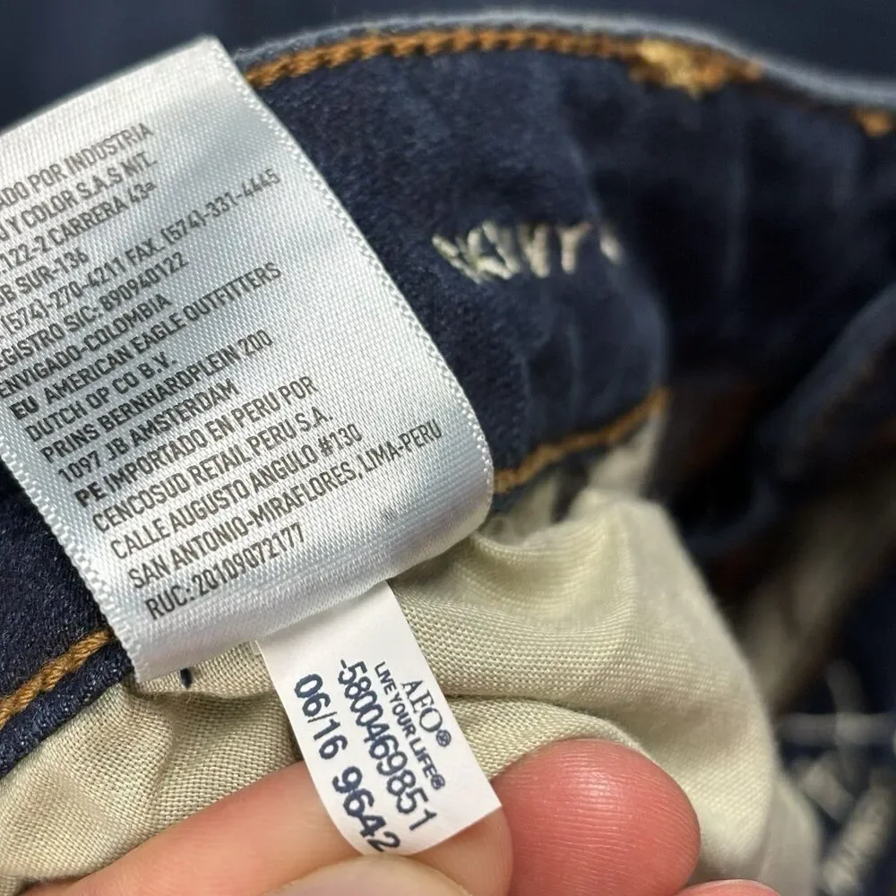 American Eagle Jeans Skinny Kick Boot Cut 360 Super Stretch Womens Size 16 Blue